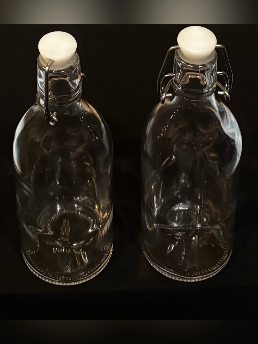 IKEA KORKEN clear glass swing-top bottles. set of 2